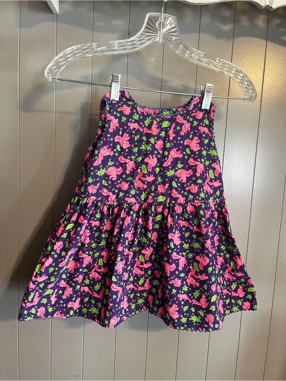 Vintage Lilly Pulitzer Kids Autumn Squirrel Leaves Corduroy HTF rare dress